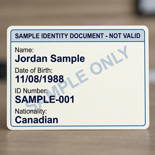 Sample identity document